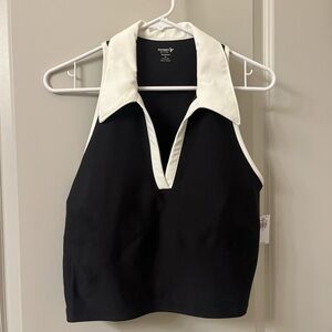 Black and White Sleeveless Top